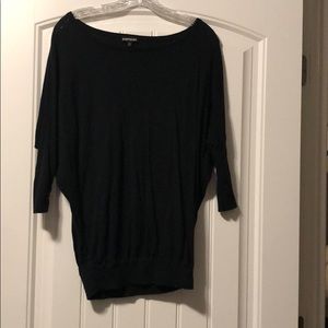 Black 3/4 length sleeve boatneck sweater